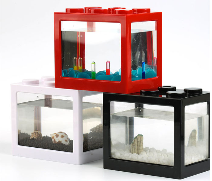 2017 New Product Lego Design Led Aquarium Plastic Fish Tank